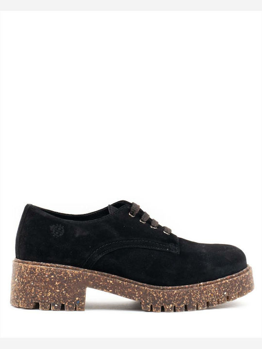 Serraje Leder Damen Derby in Schwarz Farbe