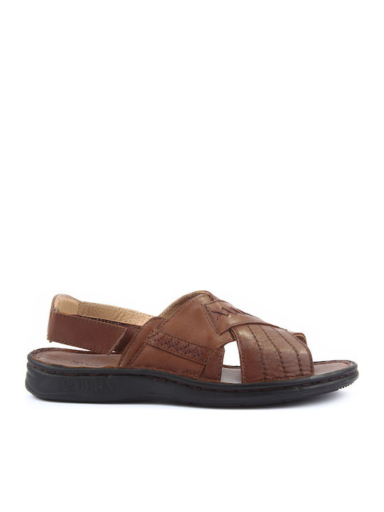 Fshoes Fshoes Δερμάτινα Ανδρικά Σανδάλια σε Καφ...