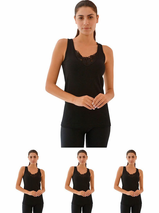 Baumwolle Damen T-Shirts Schwarz MultiPack