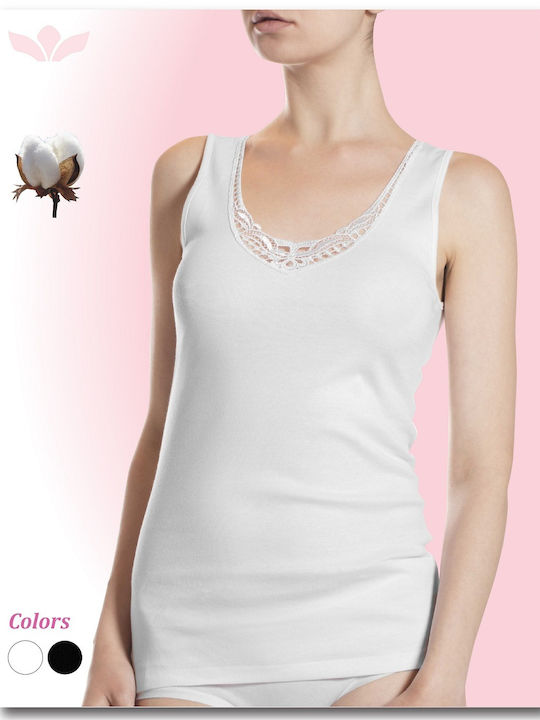 Diana Women's Sleeveless Cotton T-Shirt White
