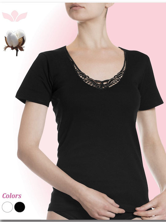 Diana Women's Short Sleeve Cotton T-Shirt Black