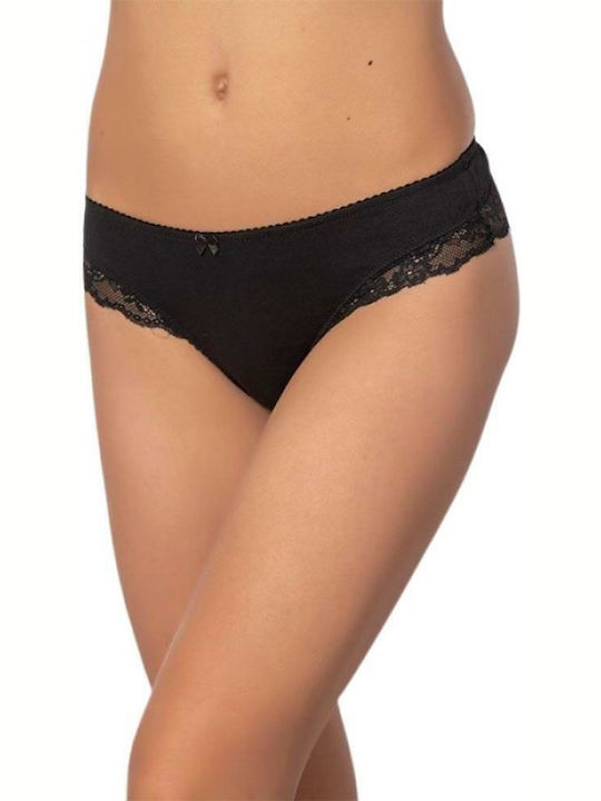 Norddiva Cotton Women's Slip with Lace Black