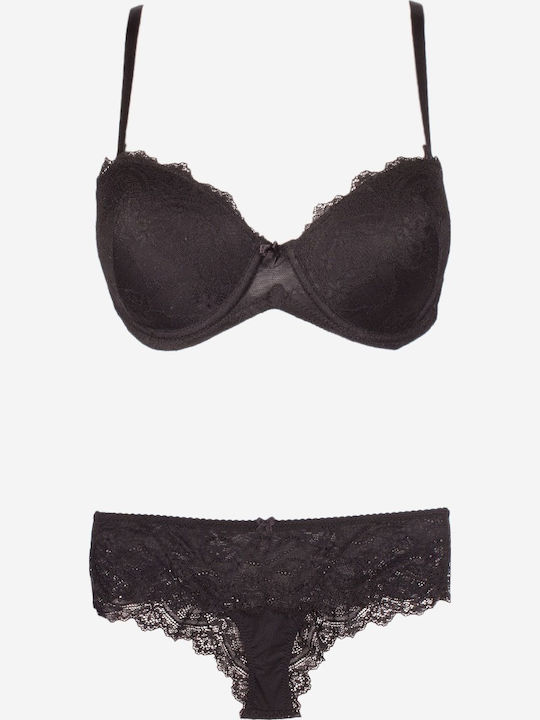 Norddiva Lace Underwear Set with Bra & Brazil B...
