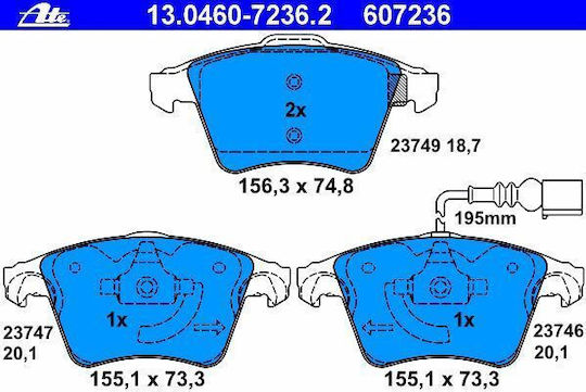 Ate Brake Pad Front for Volkswagen T5 / T6 / Transporter
