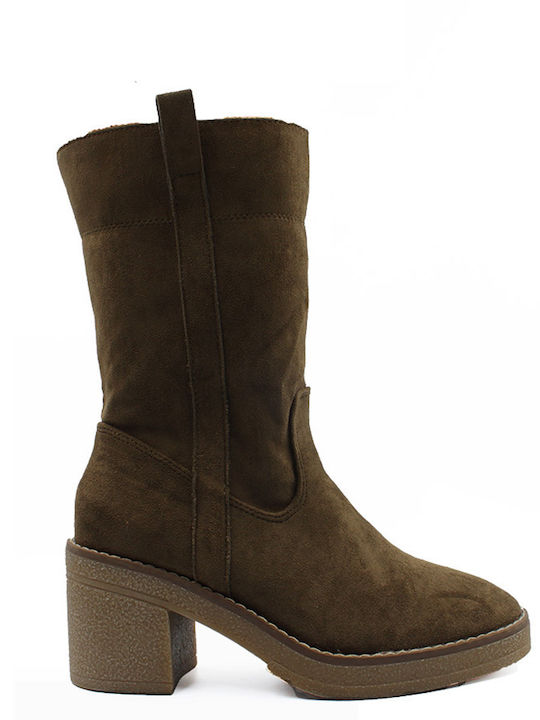 Wildleder Stiefeletten Damen Khaki