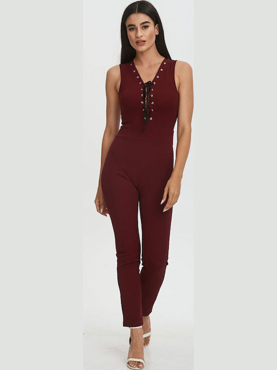 Women's Sleeveless One-piece Suit Burgundy