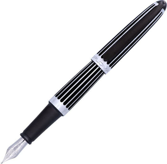 Diplomat Aero Stripes Stilou Medium Negru Din Aluminiu Cu Cerneală Neagră