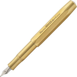 Kaweco Brass Sport Stilou Broad Auriu din Alamă cu Albastru Cerneală