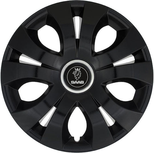 Jestic Set Capace De Roți Auto Compatibilitate Saab 4 Bucăți 15 Negru