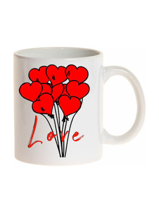 Love & Hearts Becher Keramik Weiß 325ml