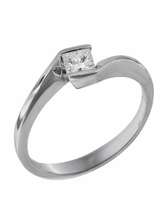 Einzelner Steine Ring Aus Weißgold 18K Einzelner Steine Ring Aus Weißgold 18K