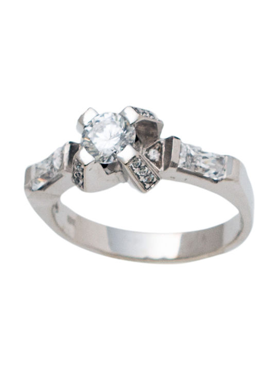 Kontopoulos Single Stone from White Gold 14K