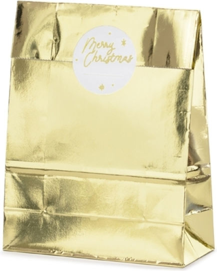 PartyDeco Paper Christmas Bag for Gift Gold 3pcs