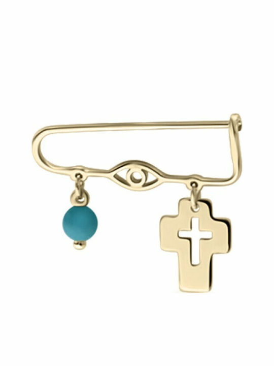 Ekan Child Safety Pin made of Gold 14K with Cross
