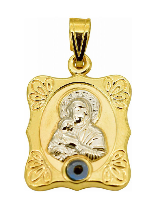 K14 Anhänger Kinder Amulett mit der Jungfrau Maria aus Gold 14K ΡΗΓΦ03