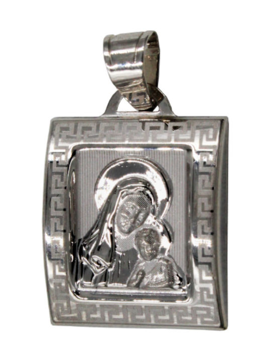 Roloi Kaliamanis Pendant Kids Talisman with the Virgin Mary made of White Gold 14K PM1088L