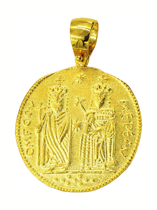 Roloi Kaliamanis Pendant Kids Talisman Double Sided Konstantinato made of Gold 14K PM1129