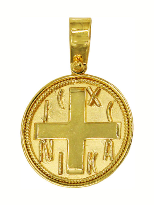 Roloi Kaliamanis Pendant Kids Talisman Double Sided Konstantinato made of Gold 14K PM1188