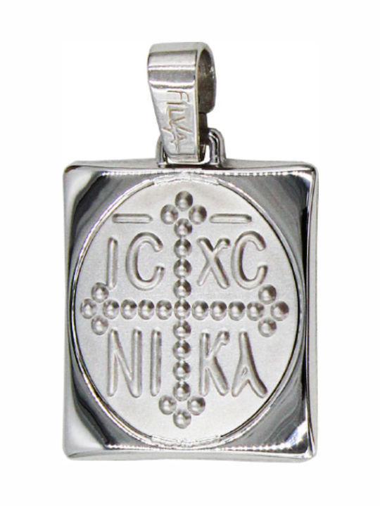 Roloi Kaliamanis Pendant Kids Talisman Double Sided Konstantinato made of White Gold 14K PM1176