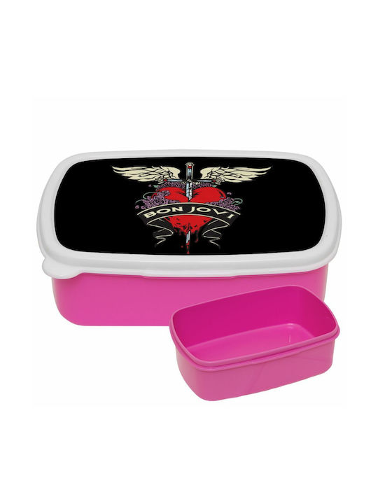Koupakoupa Plastic Lunch Box Bon Jovi Pink 18x13cm