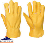 Gloves for Work Driver Yellow Leather