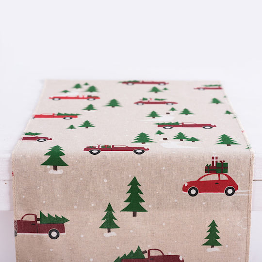 Ntampoudis Ntampoudis Weihnachtliches Tischgeschirr & Weihnachtlicher Schmuck Art der Tischdecke Stoff Läufer Bäume Fleckabweisend