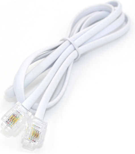 KAL Electronics Flat Cablu Telefon RJ11 6P4C 1.5m Alb (SM134-WHITE-1.5M)
