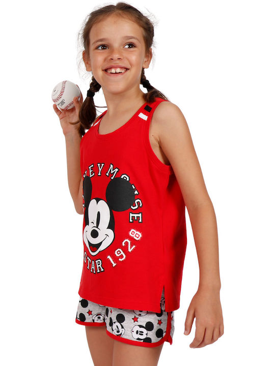 Admas Παιδική Πιτζάμα Καλοκαιρινή Κόκκινη Tween Chica Mickey All Stars