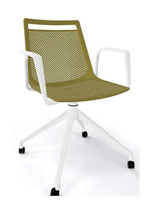 Καρέκλα Επισκέπτη Akami Ur Br με Μπράτσα & Ρόδες Lime 72.5x72.5x83.5cm