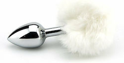 Loving Joy Bunny Tail Anal Plug Small White 6.50cm