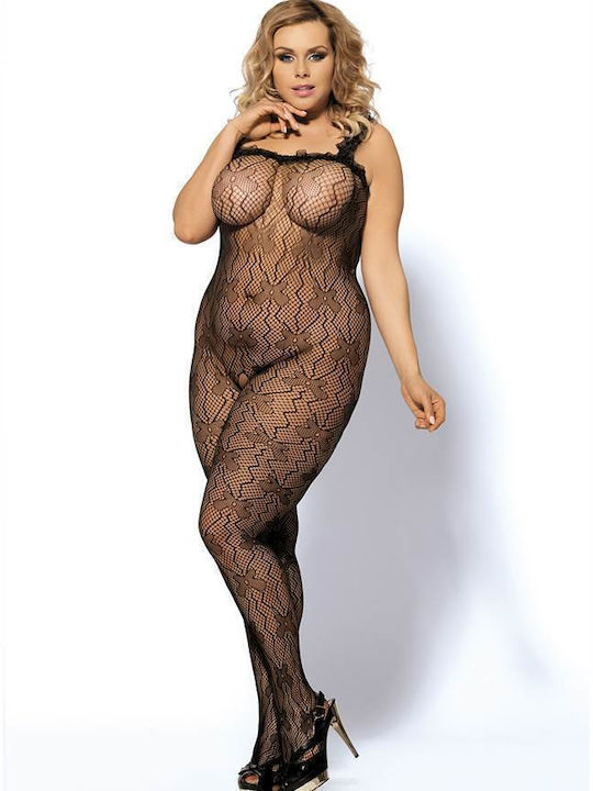 Plus Size Bodystocking Negru