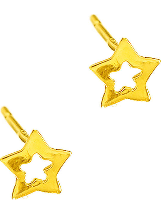 Gatsa Kids Earrings Studs Stars from Gold 9K