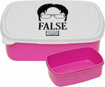 Office Dwight False Kids Lunch Plastic Box Pink L18xW13xH6cm