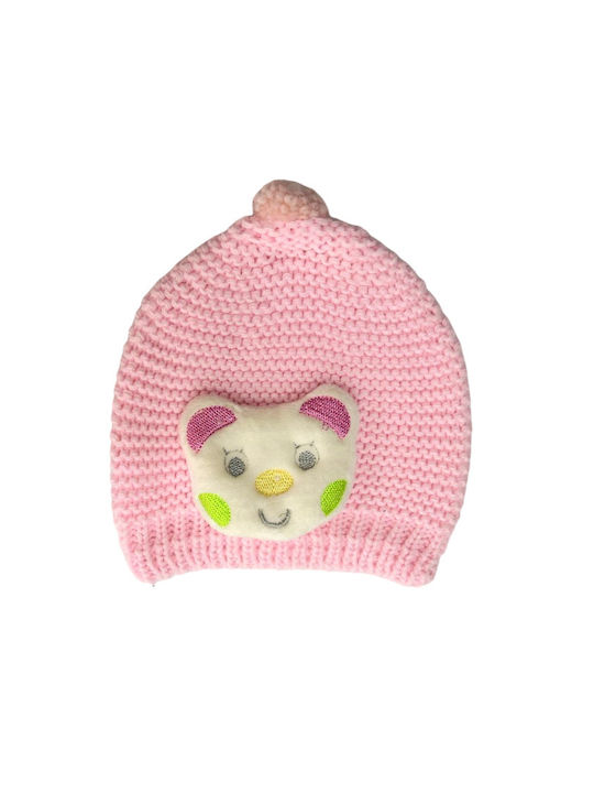 Kids Beanie Knitted Pink for Newborn