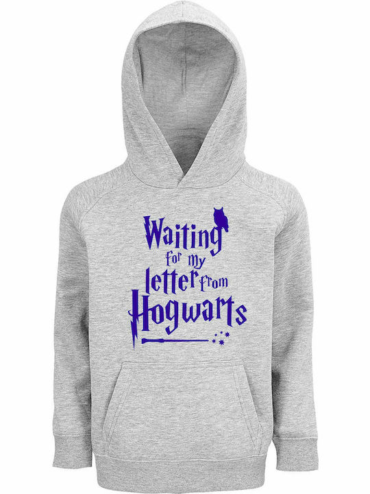 Kinder-Sweatshirt mit Kapuze und Taschen Grey Melange Waiting for my letter from Hogwarts, Harry Potter