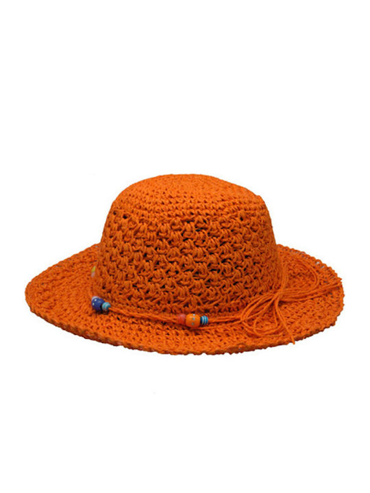 Παιδικό Καπέλο Ψάθινο Πορτοκαλί