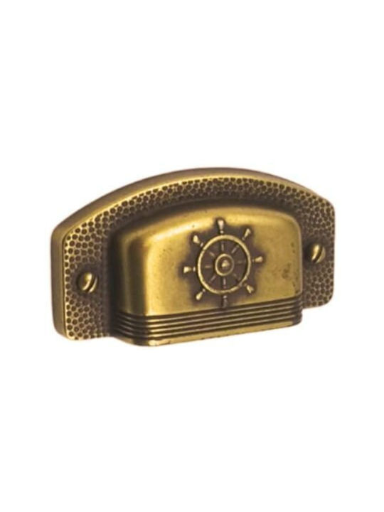 Pamar Antik Handgriff Möbelgriff Bündiger Griff aus Metallisch in Bronze Farbe 64mm MN-560-64-ANTIQUE-BRASS 1Stück