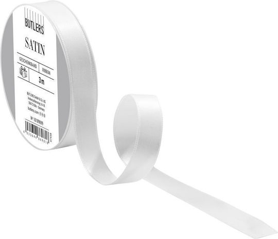 Butlers Satin,σατεν Band Monochrom Weiß mit Breite 15mm