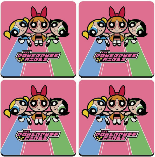 Koupakoupa Powerpuff Girls Suporturi pentru pahare Lemn Roz 4buc