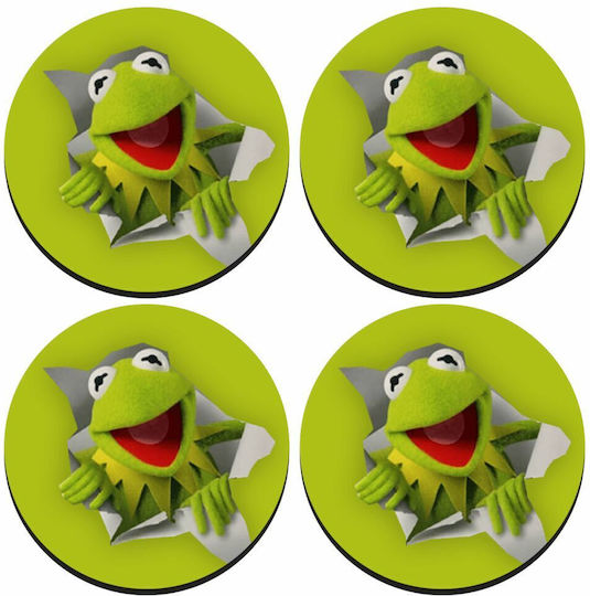 Koupakoupa Kermit Frog Заоблено Сувенир Дърво Зелен 4бр