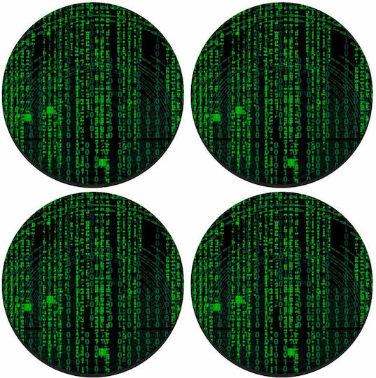 Koupakoupa Matrix Rund Untersetzer Hölzernes Grün 4Stück