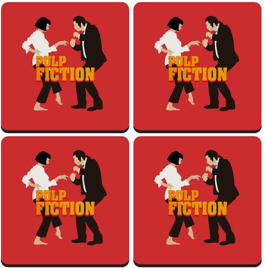 Koupakoupa Pulp Fiction Dancing Untersetzer Hölzernes Rot 4Stück
