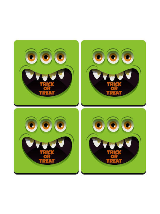 Koupakoupa Halloween Trick Treat 3 Eyes Monster Сувенир Дърво Зелен 4бр