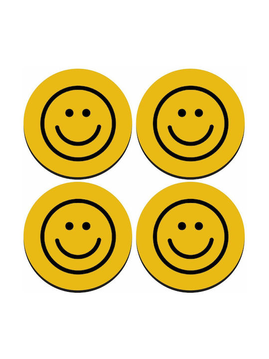Koupakoupa Smile Classic Rund Untersetzer Hölzernes Gelb 4Stück