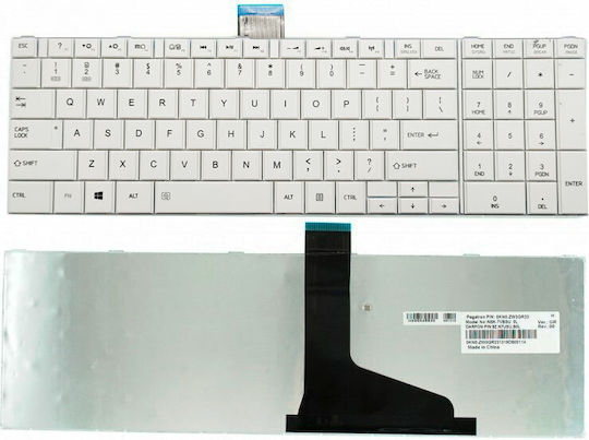 Laptop Keyboard for Toshiba without Frame and English (US) Keyboard Language in White Color L855D