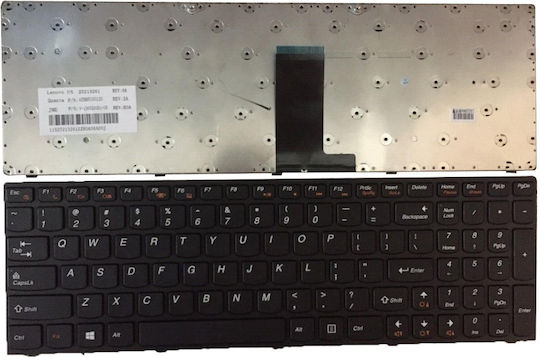 Πληκτρολόγιο Laptop για Lenovo χωρίς Πλαίσιο και Διάταξη Αγγλικά (US) σε Μαύρο χρώμα 25213279