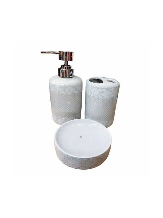 Ceramic Bathroom Accessory Set Gray 3pcs