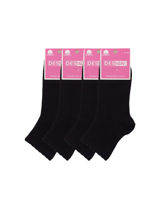 Trendy Women's Solid Color Socks BLACK 4Pack