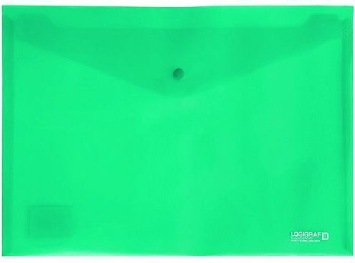 Logigraf Folder Transparent with Button for Paper A4 Green
