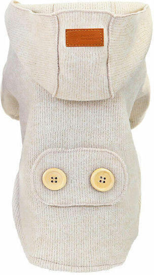 Hundemantel Kapuzen Beige mit Rückenlänge 30 cm.
